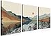 AKWISH Framed Mountain Canvas Wall Art Set of 3, Boho Watercolor Poster Prints Painting, Sun Forest Abstract Nature Landscape Artwork Wall Decor for Living Room, Bedroom, Office 12x16 In