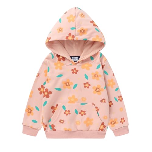 LittleSpring Boys Girls Sweatshirt Hoodies Long Sleeve Jersey Pullover, Daisy Pink, 5 Years