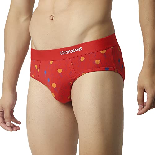 Image of Underjeans Men's Cotton Blend Briefs (UJNPBS051WHITEDKBLUE)