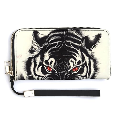 Tiger Claws Clutch Wallet Wristlet Long Handbag PU Leather with Card Slots Cash Coin Pocket for Women Men