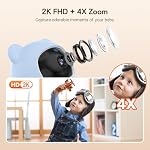 2K WiFi Baby Monitor avec 5'' 1080P Écran, Smart Baby Camera avec contrôle de l'application, 360°Auto Tracking, Motion & Son & Humidité & Détection de température, vision nocturne, longue durée de vie de la batterie,2-Way Parle