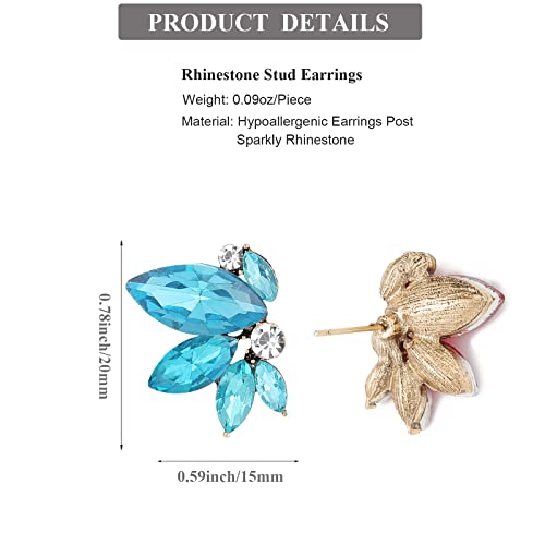 Light Blue Crystal Stud Earrings Small Turquoise Rhinestone Cluster Earrings Cute Sparkly Earrings For Women Girls Wedding Prom Party #TOP5