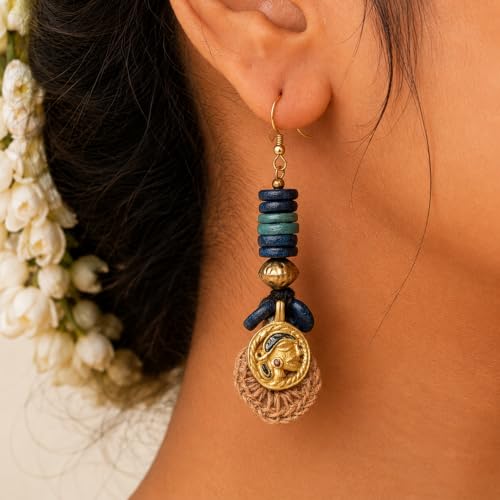 Image of Royal Queen & Empress Handcrafted Tribal Dhokra Earrings Collection for Women - Statement Ethnic Designs in Multiple Colours