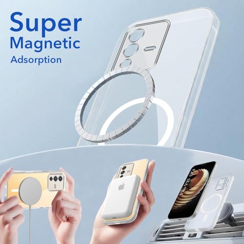 Image of Jkobi Lifetime Anti-Yellow MagSafe Compatible Clear Back Case Cover for Vivo V23 5G (Sleek Hard Crystal | Shockproof and Camera Protection)