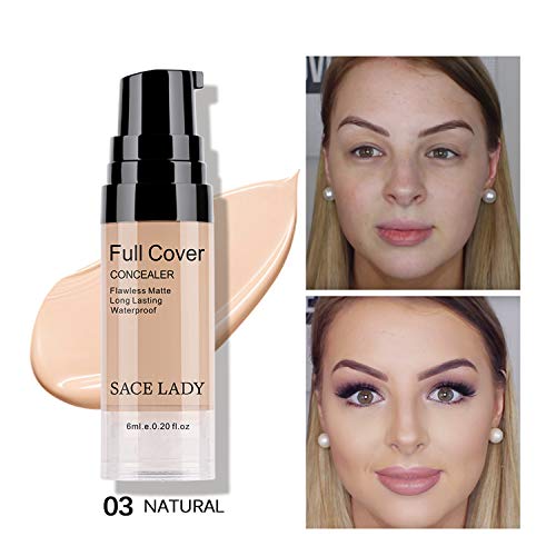 Pro Full Cover Liquid Concealer, Waterproof Smooth Matte Flawless Finish Creamy Concealer Foundation Corrector For Eye Dark Circles Spots Face Concealer Makeup Base, 6Ml/0.20Fl Oz #TOP1