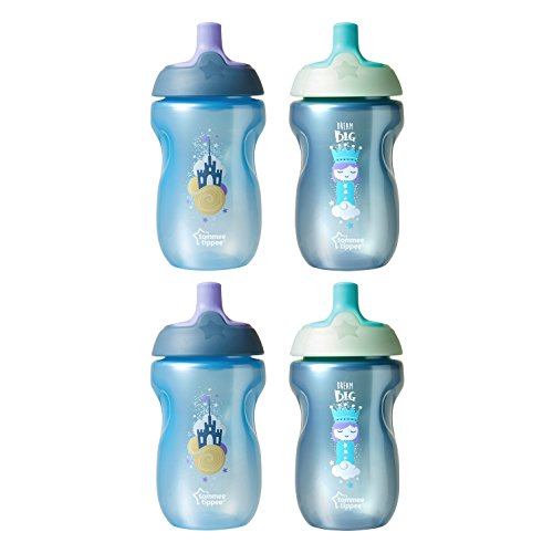 Tommee Tippee Spill-Proof Toddler Sportee Bottle Sippy Cup, 12+ months, Boy - 10 ounce, Pack of 4