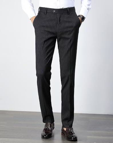 Men's Striped Dress Pants Summer Casual Pinstripe Trousers Slacks Slim Fit Lightweight Classic Work Business Suit Pants2