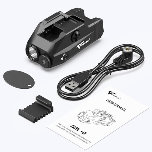 VOTATU G2L-G Pistol Light Laser Combo, 1000 Lumens Strobe Function Flashlihgt and Green Laser Sight, Adjustable Rail Keys Compatible with GL and Picatinny Rail, Low Profile Rechargeable Weapon Light