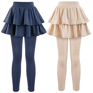 Girls School Uniform Pants Leggings with Skirts Stretch Warm Jegging 4-12 Years