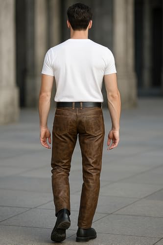 Men's Leather Motorcycle Pant Real Native American Hand Made Cowboy Style Cowhide Leather Pant4