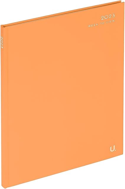 iTrend A4 Week to View Diary - Lined Diary with Premium Thick Paper - 2023 Diary Full Year Weekly Planner - Hard Back Cover and Ribbon - 2023 Diary for Home School Office (Gold)