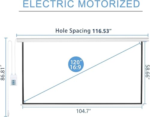 Image of Kayle 120 inch Motorized Projector Screen Electric Diagonal Automatic Projection 16:9 HD Movies Screen for Home Theater Presentation Education Outdoor Indoor W /Wireless Remote, Wall /Ceiling Mount (Black)