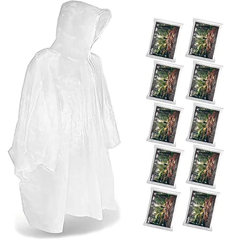 Rain Ponchos, Emergency Disposable Rain Poncho with Drawstring Hood&Waterproof Plastic for Adults&Teens