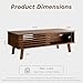 Furniway Mid Century Modern Coffee Table, Wood Coffee Table with Storage, Farmhouse Table for Living Room, Apartment, Walnut