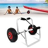 Ollewiellan Chariot de kayak en aluminium pliable jusqu'à 80 kg, chariot de transport pour bateaux, canoë ou kayak, chariot de bateau avec sangles de serrage, chariot de kayak portable, pour les