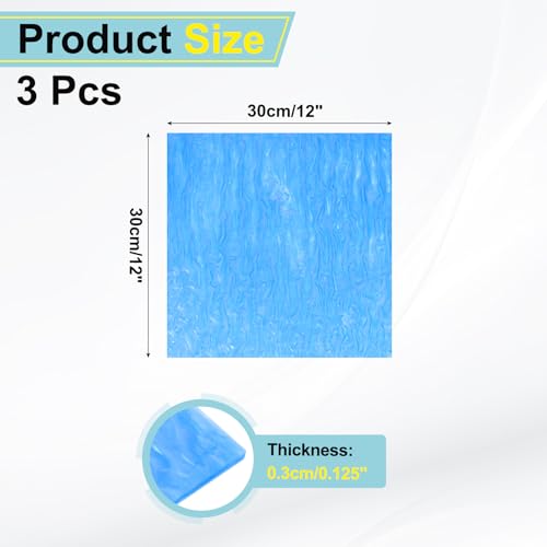 Image of MECCANIXITY 3 Pcs Glitter Pearl Acrylic Sheet,12 inch x 12 inch x 1 /8 inch Pearlescent Cast Pmma Plastic Sheets Extruded Translucent Blanks for DIY Art Crafting Laser Cutting & Engraving,Blue