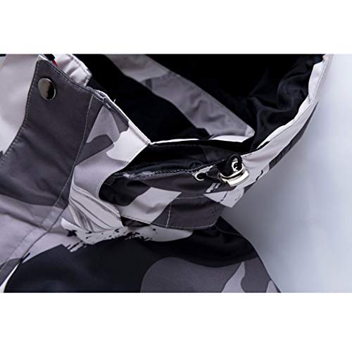 Conjunto de roupa de esqui masculina à prova de vento quente para inverno, jaqueta com capuz e calça