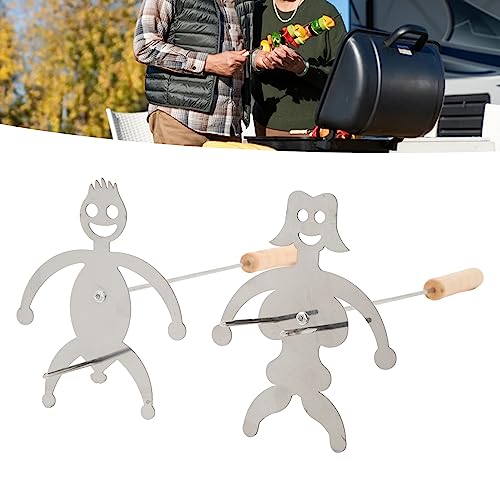 VIFERR Toasting Forks Stainless Steel Funny BBQ Skewers 2 Pcs Man and Woman Shaped Marshmallow Roasting Sticks with Wooden Handle for Party Camping Barbecue - Image 3