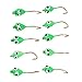 Ylwxzenith 10Pcs Ice Fishing Jigs Barbed Winter Jigging Lures Mini Hooks Accessories Green Tadpole Shape with Storage Box, High Carbon Steel Material, Vivid Lifelike Pattern, Cutting and