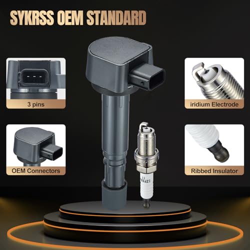 Image of Set of 6 UF400 Ignition Coil Pack and IZFR5K11 Spark Plugs Compatible with Honda Pilot Ridgeline 06-08, Compatible with Acura 03-06 MDX 3.5L V6, Vue Replaces 30520PVFA01 30520PDKA01