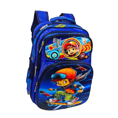 Mochila Infantil Menino Escolar Bolsa Altura 40cm Grande Impermeável Reforçada Moderna Azul claro
