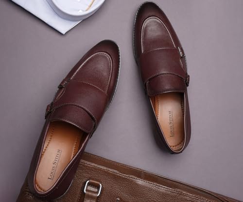 Image of LOUIS STITCH Oxford Formal Shoes for Men | Slip-on Monk Style | Office Shoes for Men | Ideal for Business, Casual, Parties (LSRG FM)
