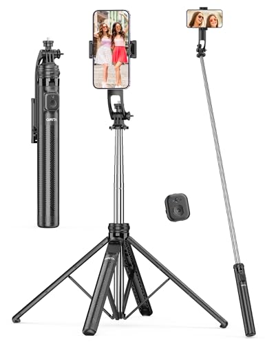 182CM Handy Stativ & Selfie Stick, Integriertes Ausziehbares Quad Stativ für Smartphone, Stabilität auf vier Achsen, Tragbarer Reisestativ-Ständer mit Fernbedienung für iPhone/Samsung/Android/Kamera