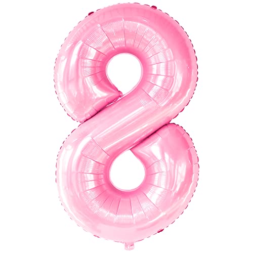 Image of KatchOn, Giant Light Pink Number 8 Balloon - 40 Inch, Pink 8 Balloons