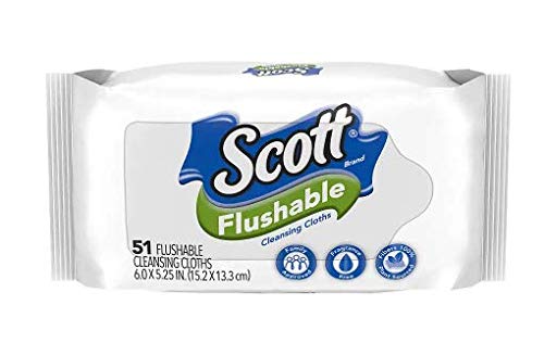Scott Flushable Wipes, Refill, 51 Each Pack of 2