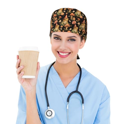 Image of Working Cap Scrub Cap with Sweatband | Adjustable Nurse Surgical Caps, for Men Women, Tie Back Hat