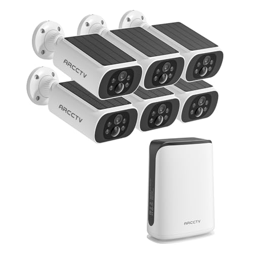Image of ARCCTV Solar Security Camera Outdoor Wireless with NVR Base Station | 2.5K 4MP HD, 6 Cam Kit, TV Monitor Compatibility, Color Night Vision, 2-Way Audio, Motion Detection, No Monthly Fee, 32GB