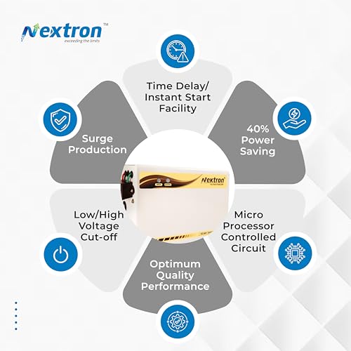 Image of NEXTRON Deluxe Automatic Voltage Stabilizer Used Upto 1.5 Ton Ac | Working Range : 170 V To 270 V Single Booster With 5 Years Warranty 4 Years Service Warranty (5Kva Stabilizer), White
