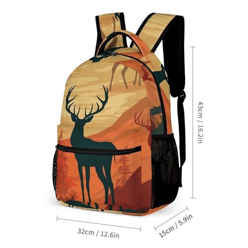 Deer Show Backpack Set Lightweight Bag Lunch Box Pencil Bags for Women Men Bookbags 3 in 12