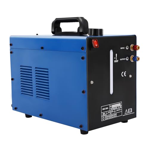 TIG Welder Torch Water Chiller, 9L 1.5 KW Industrial Water Cooling System with Thickened Copper Condenser Tube and Water Level Inspection Window, Compatible with MIG, AC/DC Argon Arc Welders, Blue