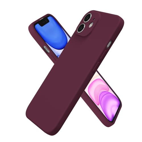 oakxco for iPhone 11 Case Silicone, Ultra Slim Thin Phone Case for Women Girls, Plain Solid Color Minimalist Aesthetic Cute Girly Design, Soft Rubber Gel TPU with Camera Cover, Burgundy Maroon