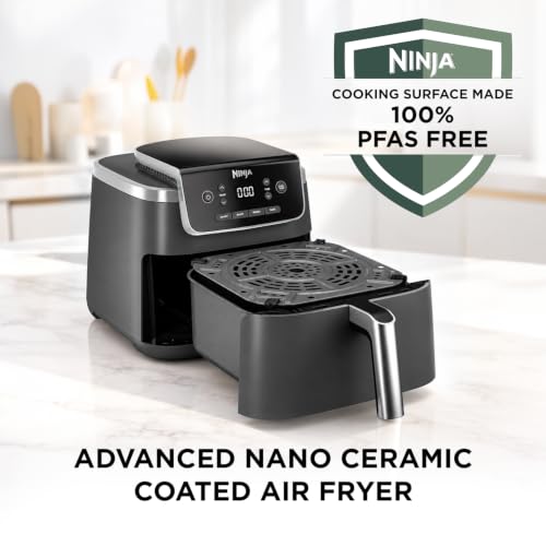 Image of Ninja Air Fryer, 4.7L Capacity, 1750W High-Power Motor, AirCrisp Technology, 4 Cooking Functions - Air Fry, Roast, Bake & Reheat, Non-Stick Drawer & Crisper Plate, AF140IN Black