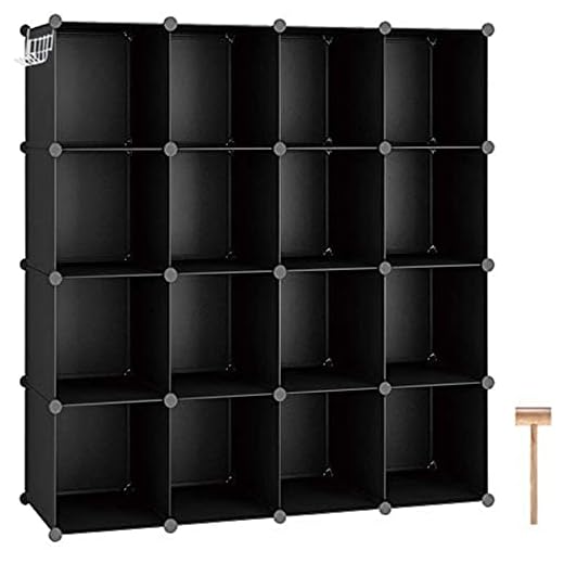 27+ Creative Open Basement Ideas You’ll Love 6 C&AHOME Cube Storage Organizer, 16-Cube Shelves Units, Plastic Storage Cubes, DIY Closet Organizer, Modular Closet Storage Shelves Ideal for Home, Bedroom, 48.4" L × 12.4" W × 48.4" H Black SUM3016H