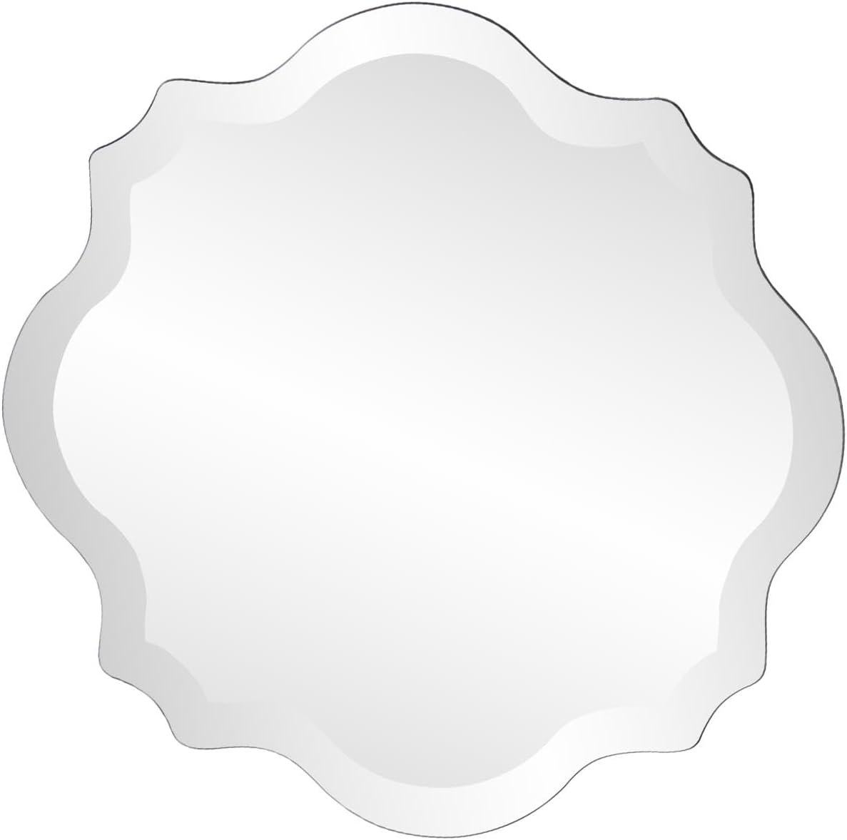 Howard Elliott Frameless Silver Square Wall Hanging Mirror, Elegant Beveled Edges Frameless Wall Hanging Mirror, Modern Accent Decorative Vanity Mirror for Bathroom, Entryway, Bedroom, 16 x 16 inch