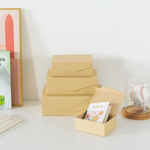 Soul & Lane Caixas decorativas Kraft com tampas magnéticas – Conjunto de 4, pequenas caixas de prese
