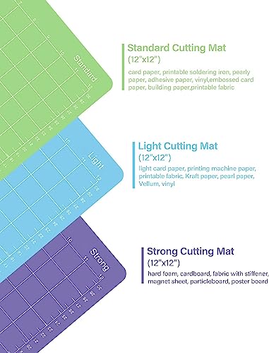 Gwybkq Cutting Mats 12X12 For Cricut Explore One/Air/Air 2/Maker 3/Maker 4 Pack Adhesive Sticky Non-Slip Durable Mat Replacement Accessories (Standard,Light,Strong,Fabric) For Supply thumb #2