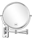 DECLUTTR 8'' Wall Mounted Makeup Mirror - 10x Magnifying Vanity Mirror Two-Sided Swivel Extension Bathroom Shaving Mirror Polished Chrome Finish
