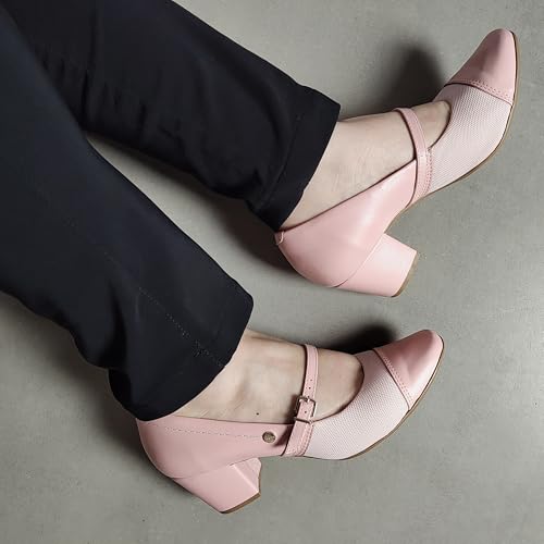 Sapato Conforto Firezzi Joanete 259514 Salto Médio (Rosa, BR, Adulto, Numérico, 36)
