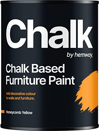 Hemway Matte Shabby Chic Chalk Based Furniture Paint 1L Honeycombe Yellow Suitable For Interior Furniture, Wardrobes, Shelves, Tables And Chairs, Quick Drying Chalky Finish Smooth Touch #TOP22