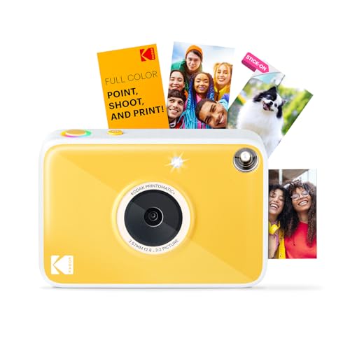 Image of Kodak Printomatic+ Instant Print Digital Camera (Gold) 10MP Portable Camera with Interactive RGB LED Status Indicator, Prints Full-Color Photos on Zink 2x3 inch Sticky-Backed Photo Paper