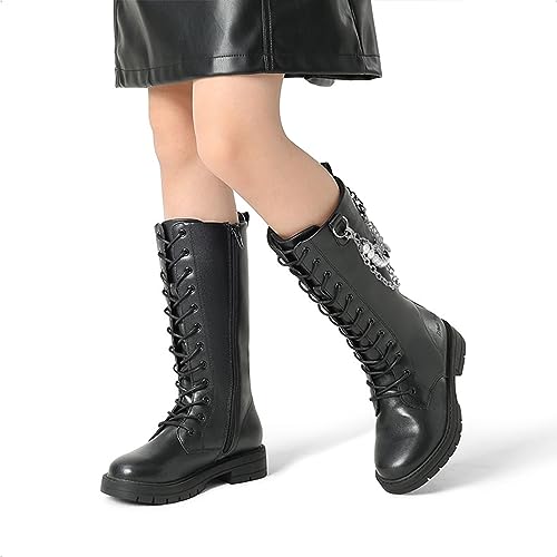 Dream Pairs Girls Riding Boots Knee High Side Zipper Mid Calf Shoes Sdbo2216K Black-1 Size 3 Little Kid thumb #4