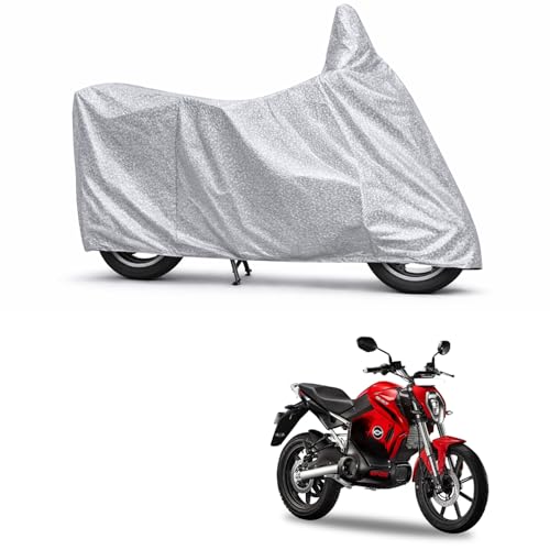Image of 100% Waterproof Two Wheeler Body Cover Multi Layered Fabric Designed for Revolt RV400 | Belt Buckle Lock | Silver Mag