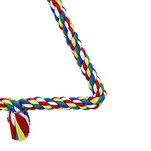 Image of Bird Triangle Rope Swing Colorful Perch Chewing Toy for Parrots Budgie Parakeet Cockatiel Cockatoo (M)