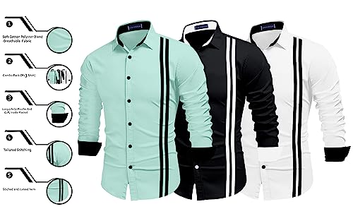 Image of Zombom Men's Striped Regular Fit Shirt