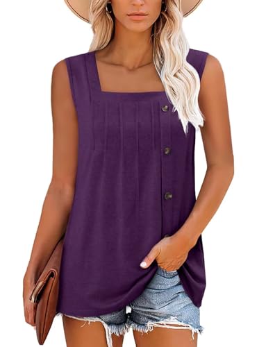 KISSMODA Womens Boho Tops for Summer Sleeveless Tanks Loose Fit Casual Blouse Daily Shirts for Leggings (S-3XL)