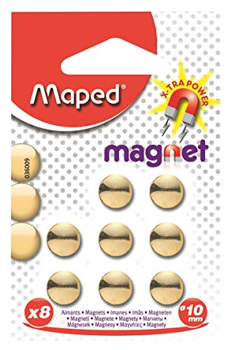 Maped 036009 Blister de 8 imanes diámetro 10 mm dorado
